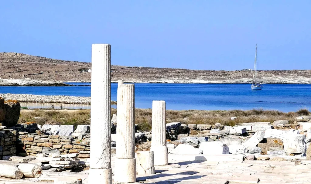 Delos Island is a sacred site and archaeological wonder, the birthplace of Apollo and Artemis, filled with ancient ruins and myths