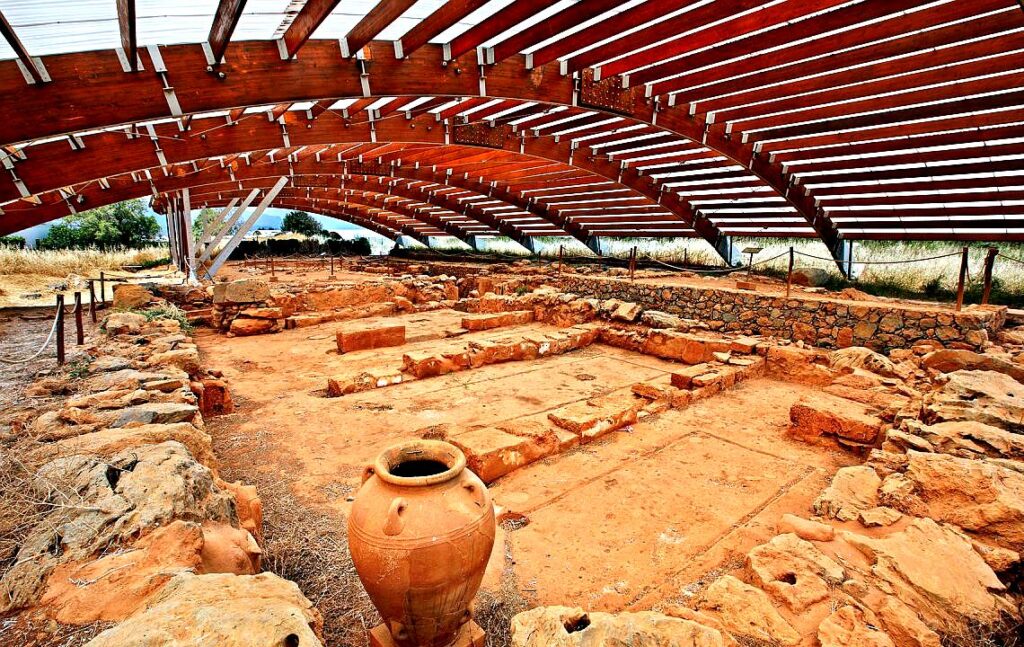 Malia Palace Archaeological Site features the ruins of a Minoan palace, providing insight into ancient Cretan civilization