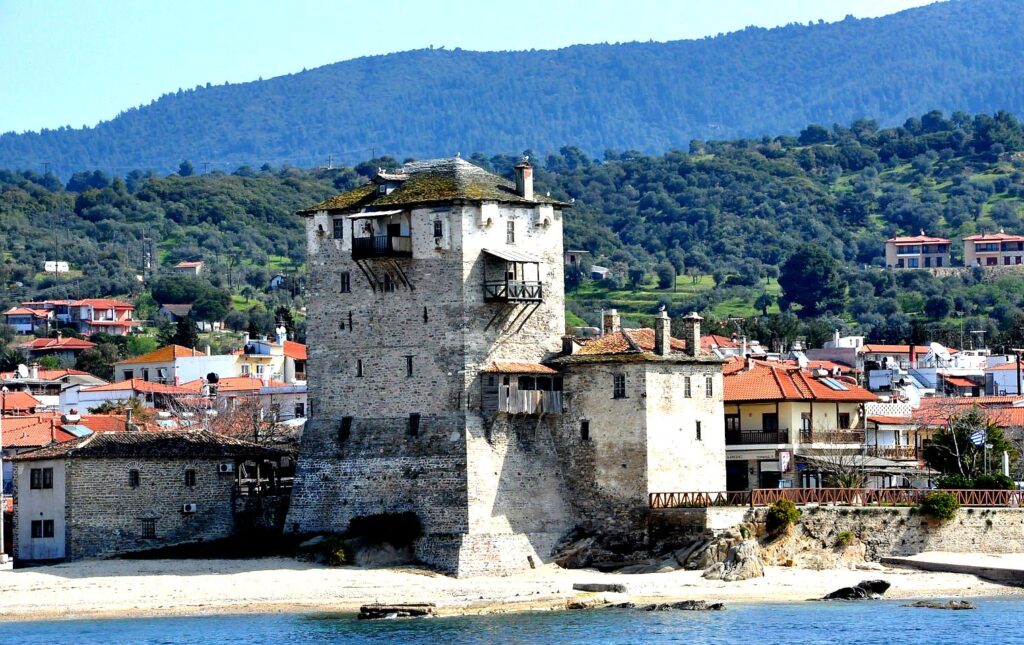 Ouranoupolis is a charming town serving as the gateway to Mount Athos, with beautiful beaches and a tranquil atmosphere