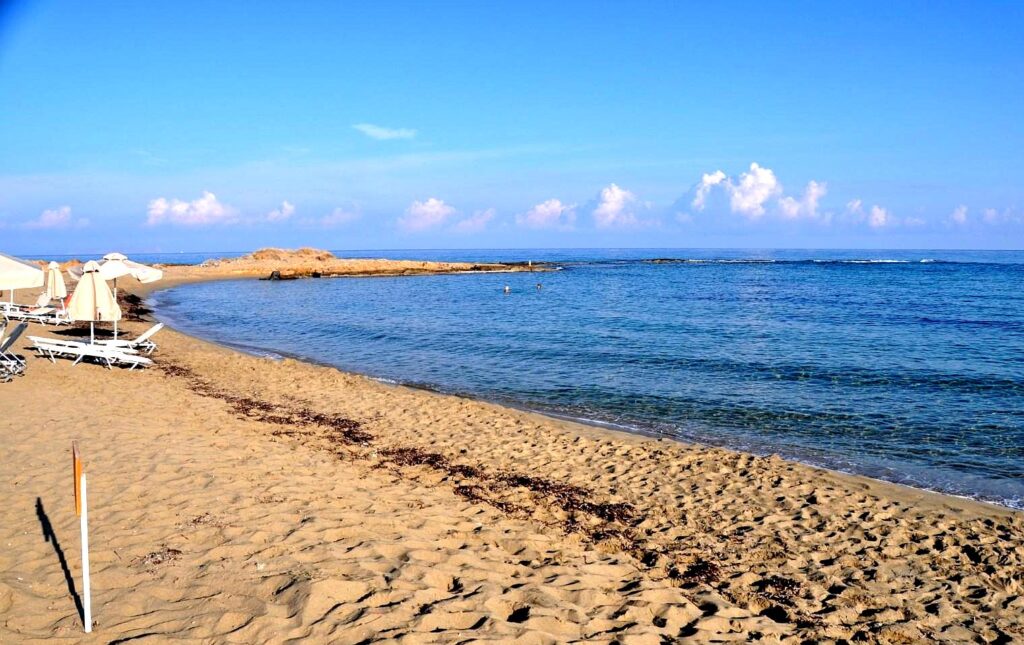 Potamos Beach is a sandy, uncrowded beach with clear waters, ideal for a relaxing day by the sea