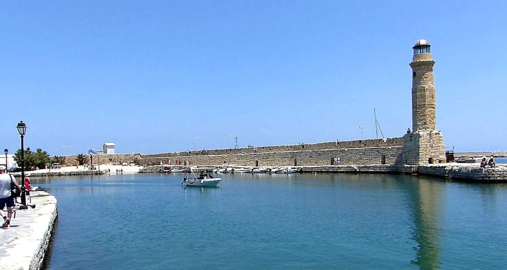 Rethymno Lighthouse is an iconic structure at the end of the Old Harbor pier, a symbol of the city