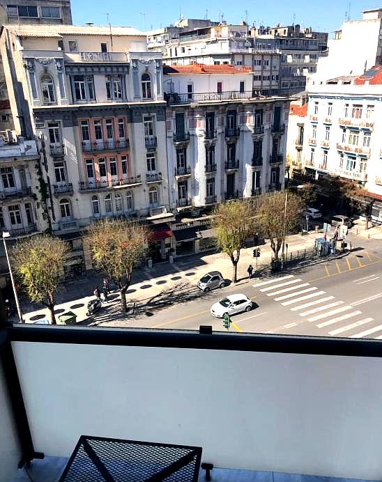 balcony view over busy city street