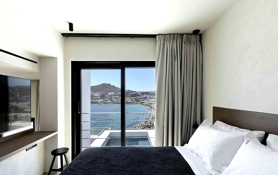 bedroom with sea view and balcony