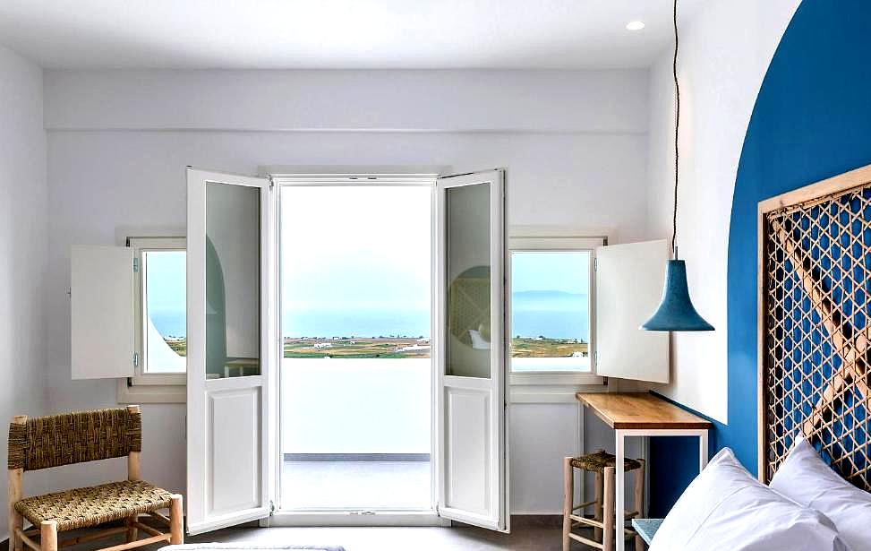 bright sea view room with minimalist decor