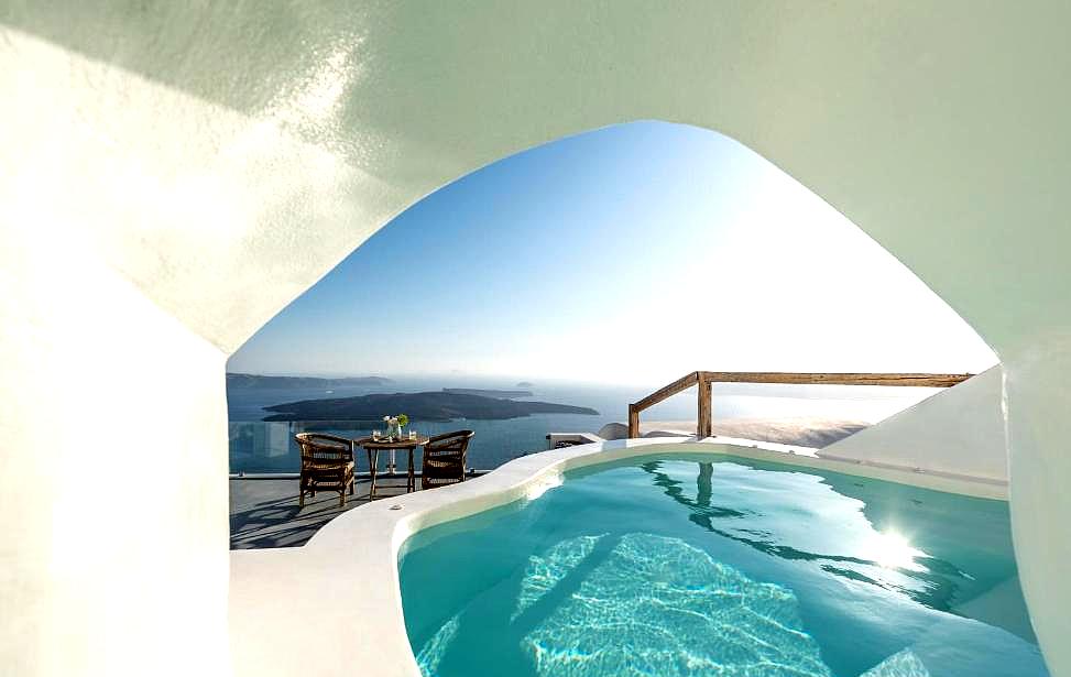 cave style pool with sea view