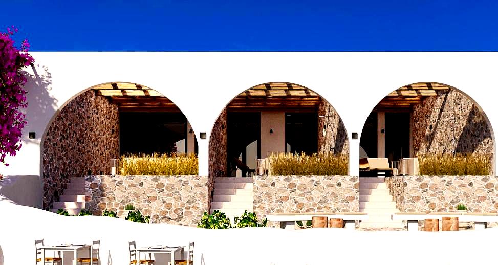 charming courtyard with stone archways and outdoor seating