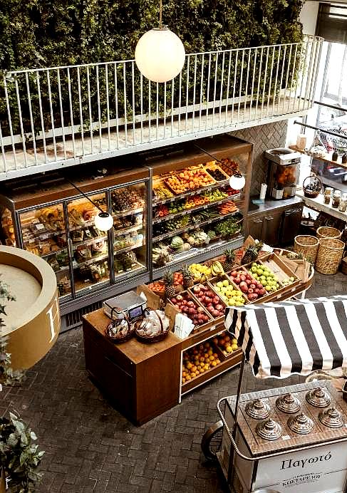 charming hotel market with fresh produce display