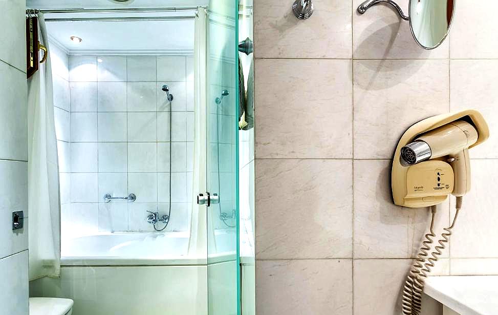 classic tiled bathroom with shower