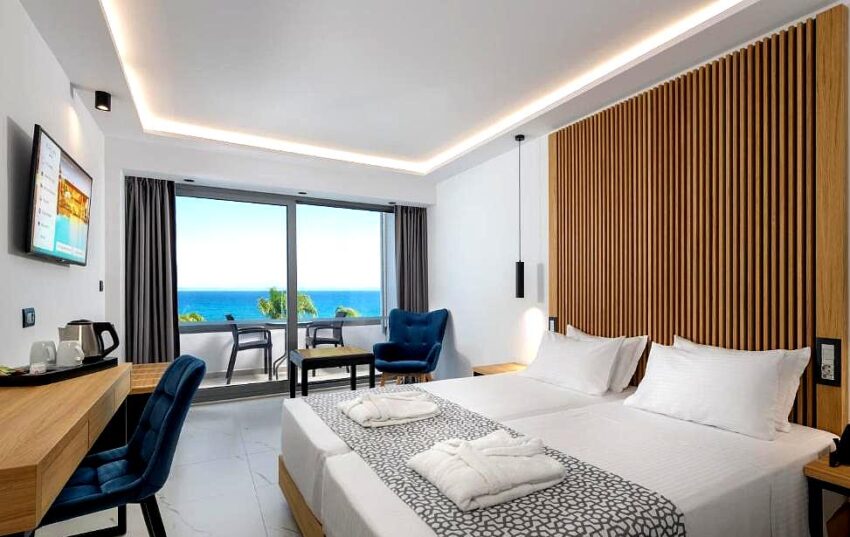 contemporary room with sea view and balcony