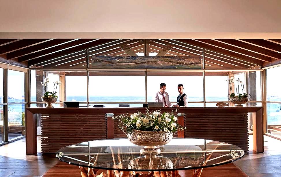 elegant reception area with sea view