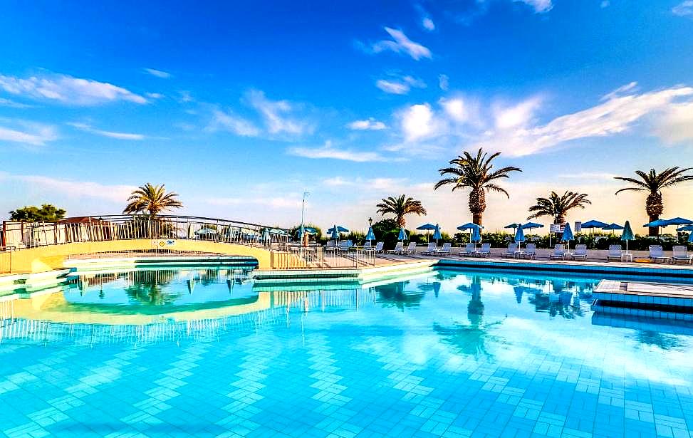 expansive pool area with sea view