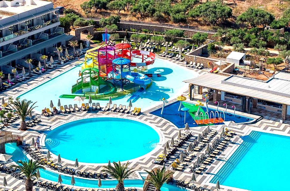 family friendly pool area with water slides