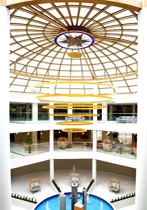 grand hotel atrium with glass dome