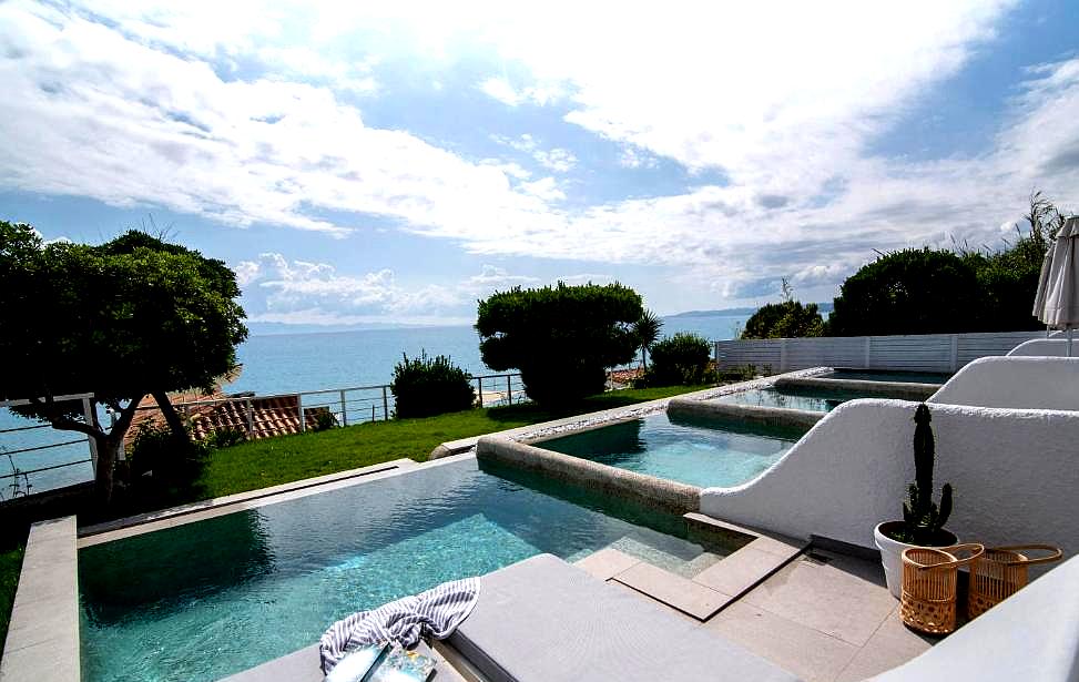 luxurious private pool with panoramic sea view