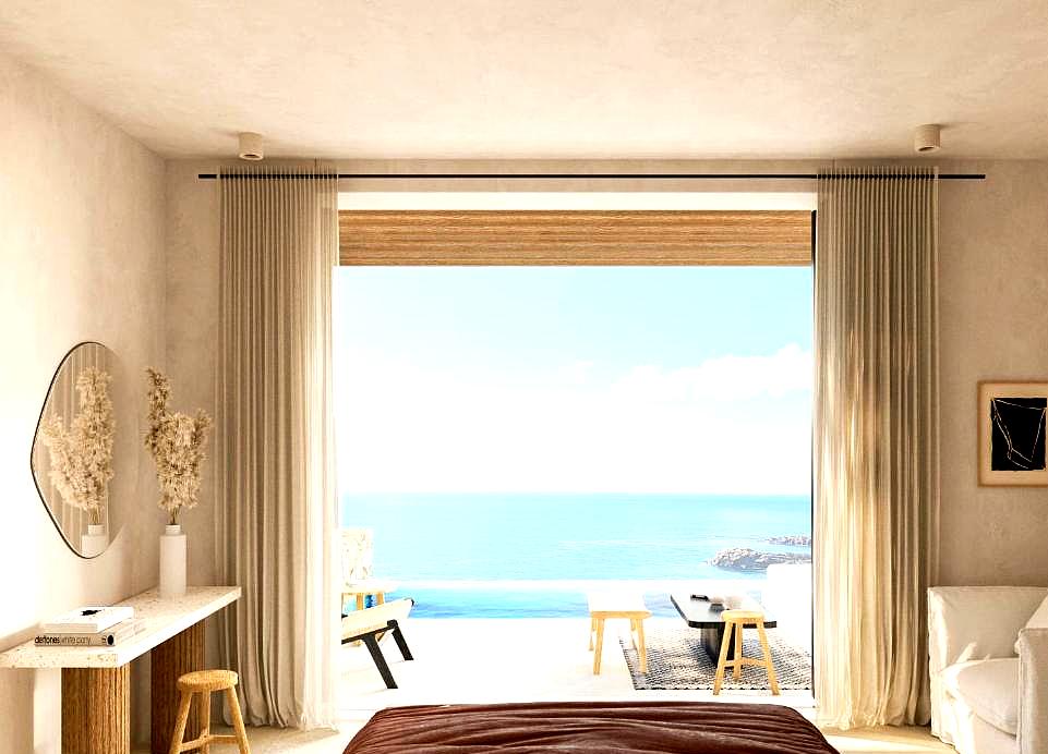 luxurious room with floor to ceiling sea view