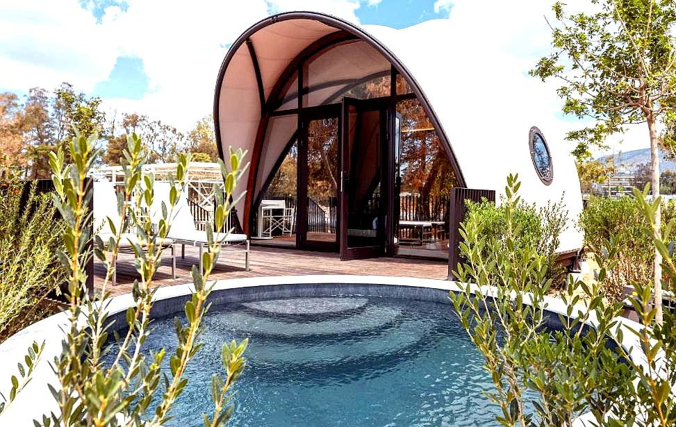 luxury glamping tent with private pool