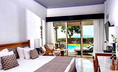 luxury room with private pool and sea view