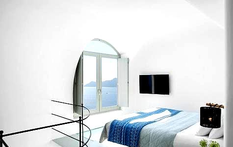 minimalistic bedroom with sea view