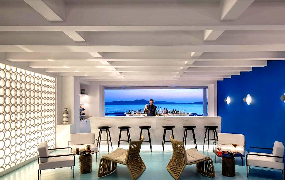 modern bar with sea view and stylish seating