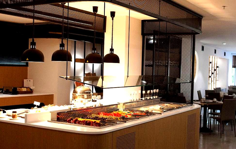 modern buffet area with variety of dishes