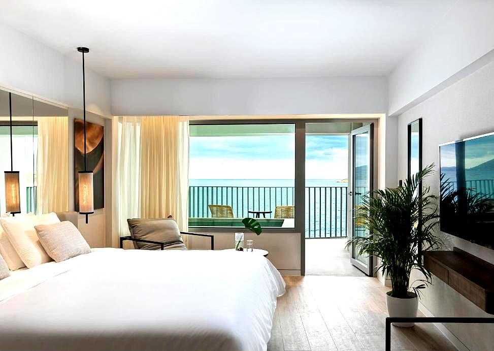 modern room with sea view and balcony