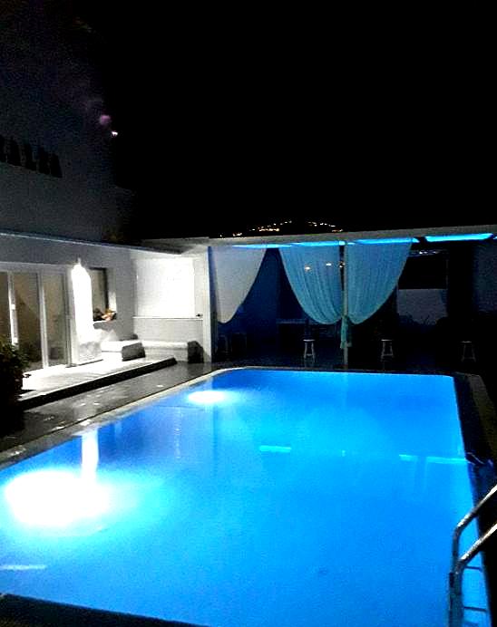 night pool view with curtains