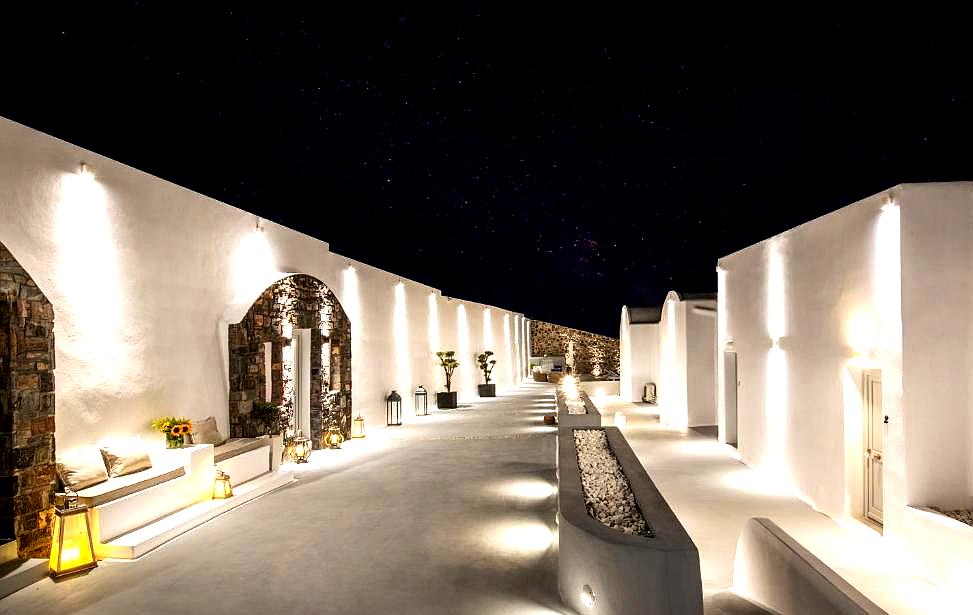 night view of luxury outdoor hotel area