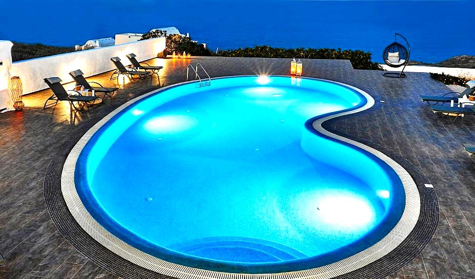 outdoor pool area with sea view