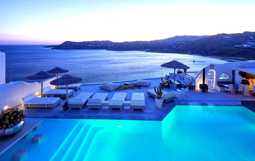 outdoor pool area with sea view