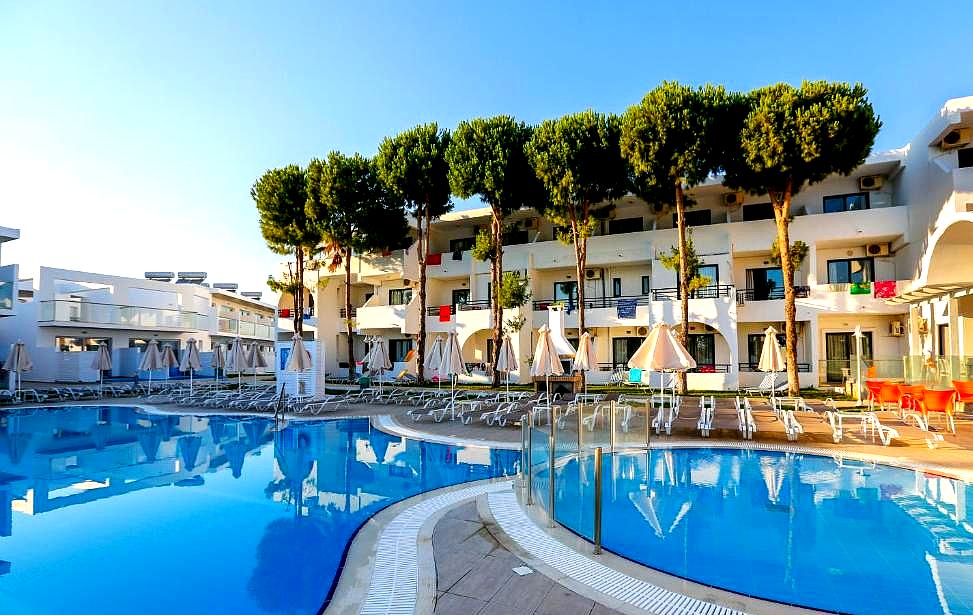 outdoor pool with hotel view