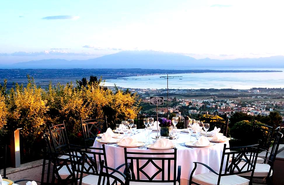 outdoor restaurant with panoramic sea view