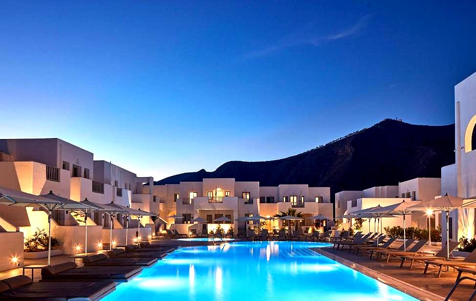 outdoor swimming pool at night