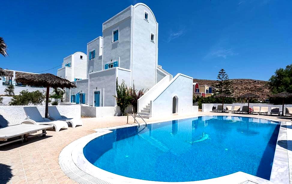 pool area with white arched walls