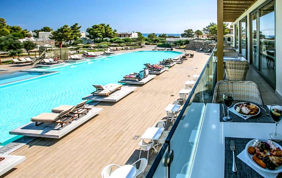 poolside dining with sea view