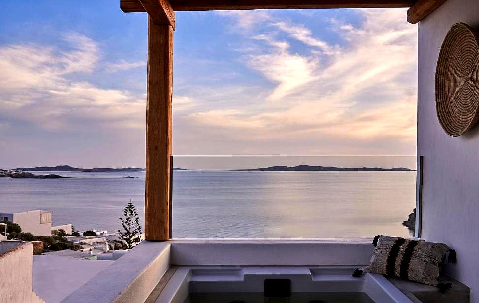 private balcony with hot tub and sea view