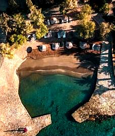 private beachfront with cabanas