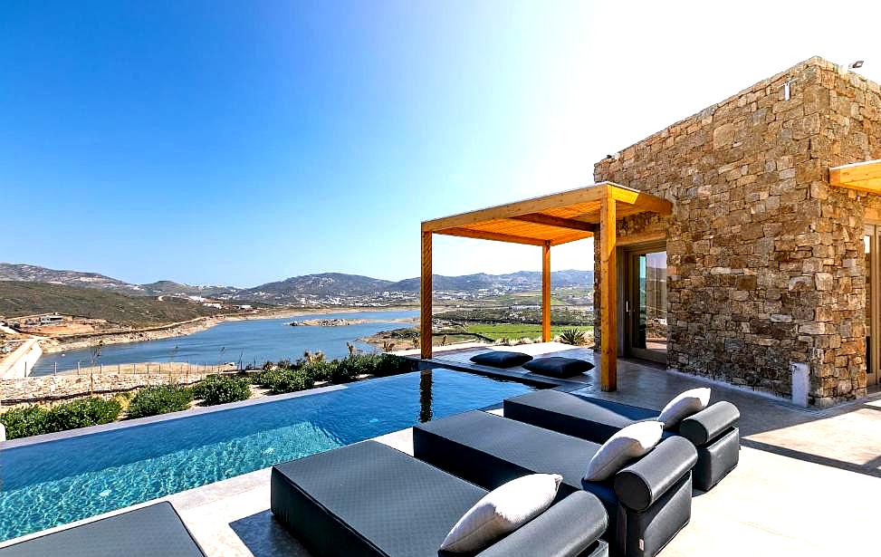 private infinity pool with sea view and stone exterior