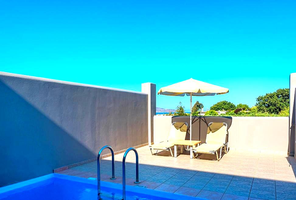 private pool terrace with lounge chairs