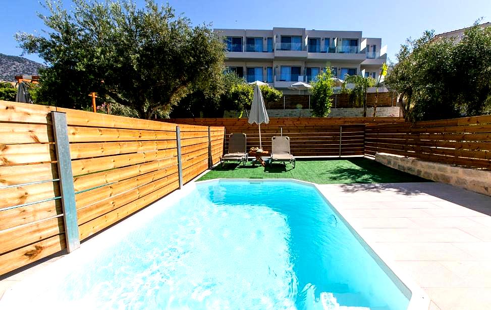 private pool with sun loungers