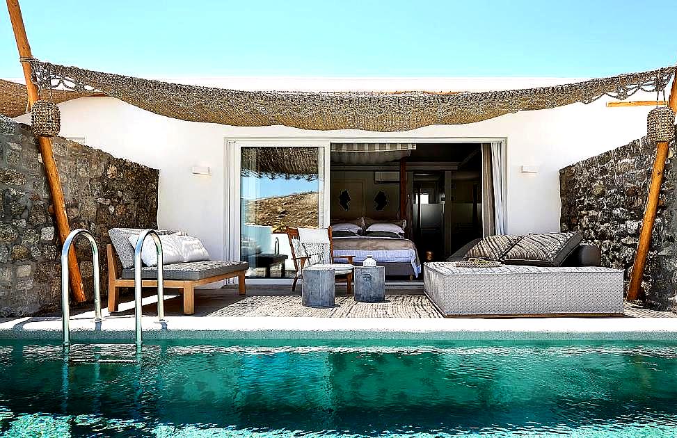 private suite with plunge pool and luxury seating