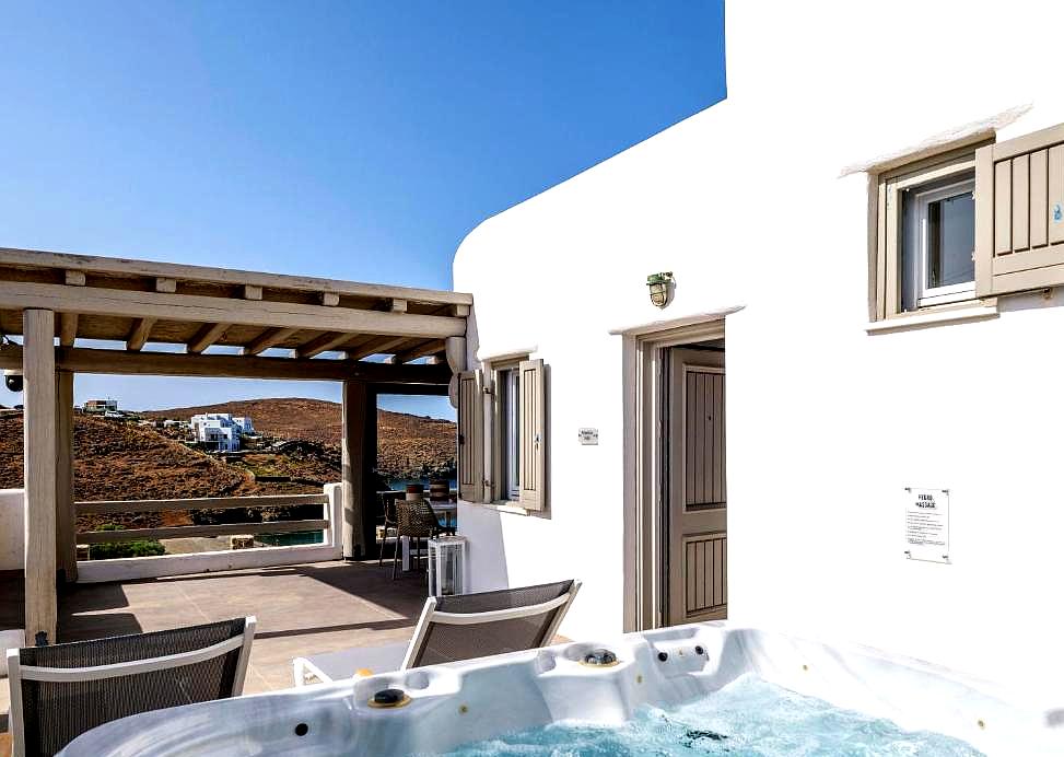 private terrace with jacuzzi and hilltop views