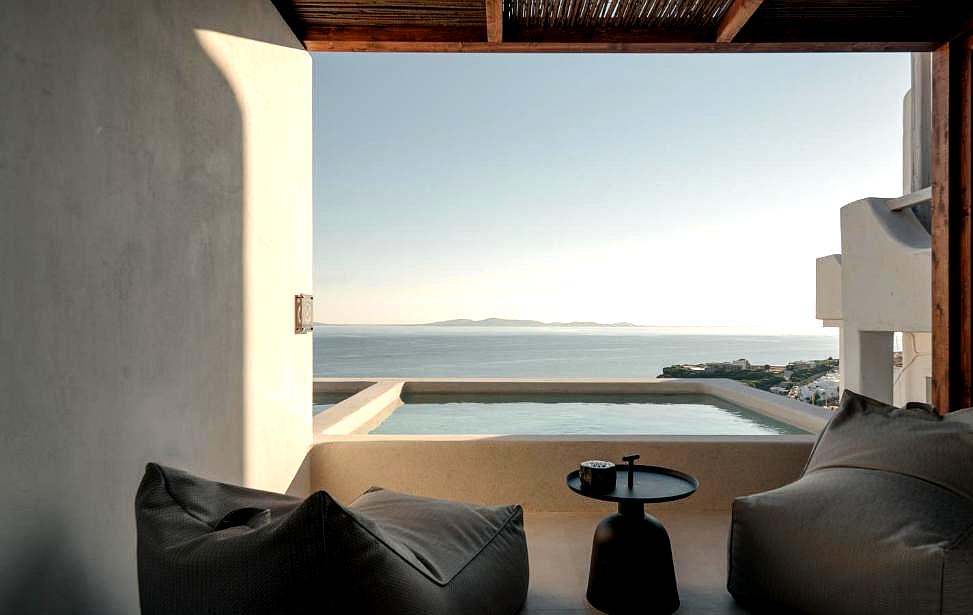 private terrace with plunge pool and stunning sea view