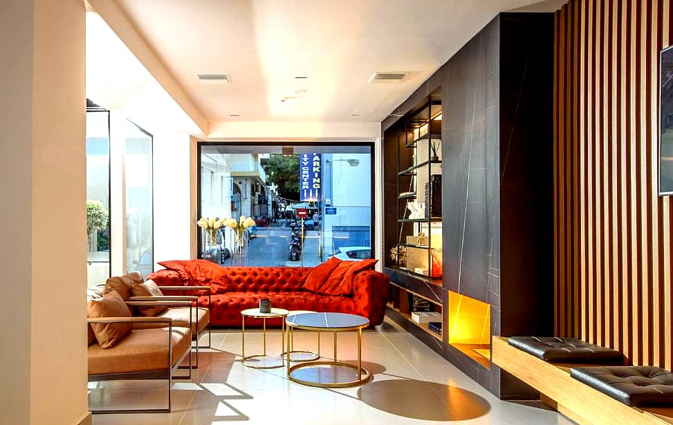 red sofa modern lobby