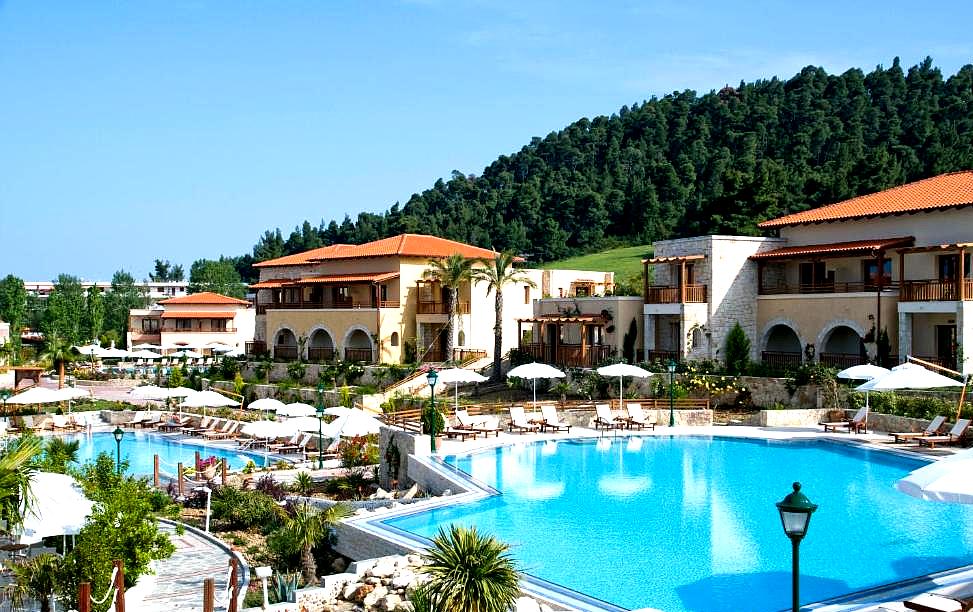 resort pool with mountain view