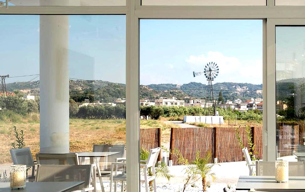 scenic outdoor dining area with countryside view