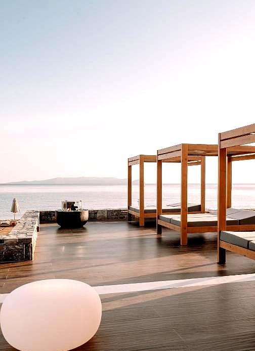 sea view terrace with daybeds