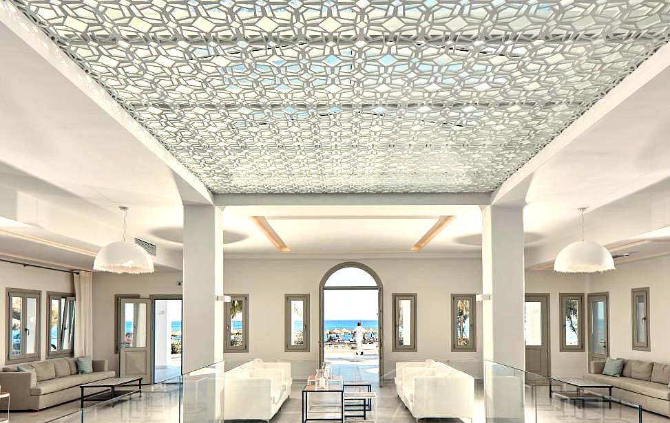 spacious luxury lobby with sea view