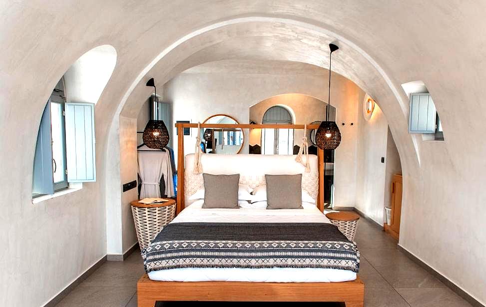 stone arch bedroom with sea view