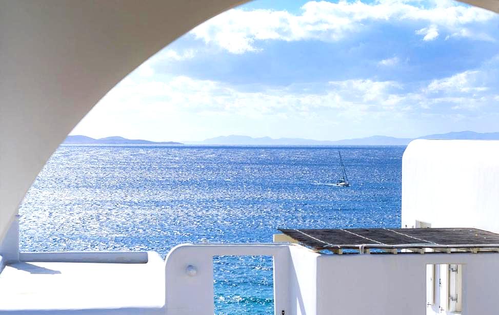 stunning sea view through arched window