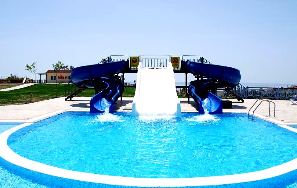 swimming pool with water slide